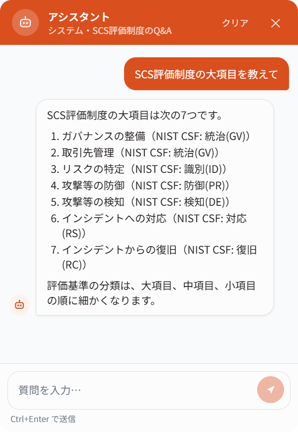 AIアシスタントのチャット画面